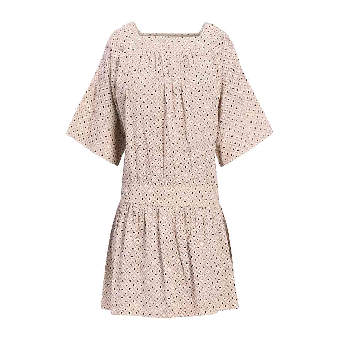 Saint Saelora Womens Off White Printed Cotton Cambric Short Dress Off White / M