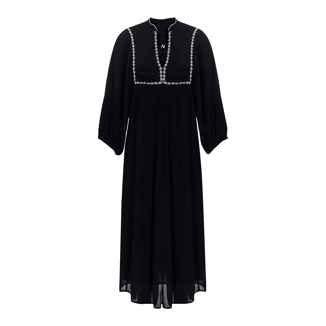Saint Roxanne Womens Black Viscos Crepe Long Dress – SaintG USA