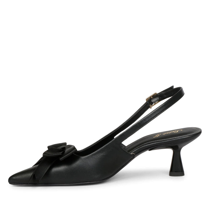 Saint Toria Black Bow Embellished Leather Pumps