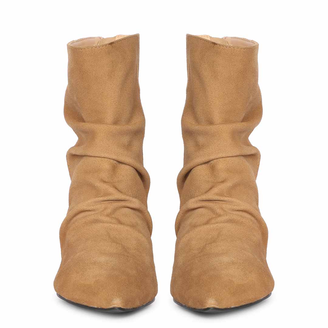Florino Beige Stylish Leather Ankle Boots for Women