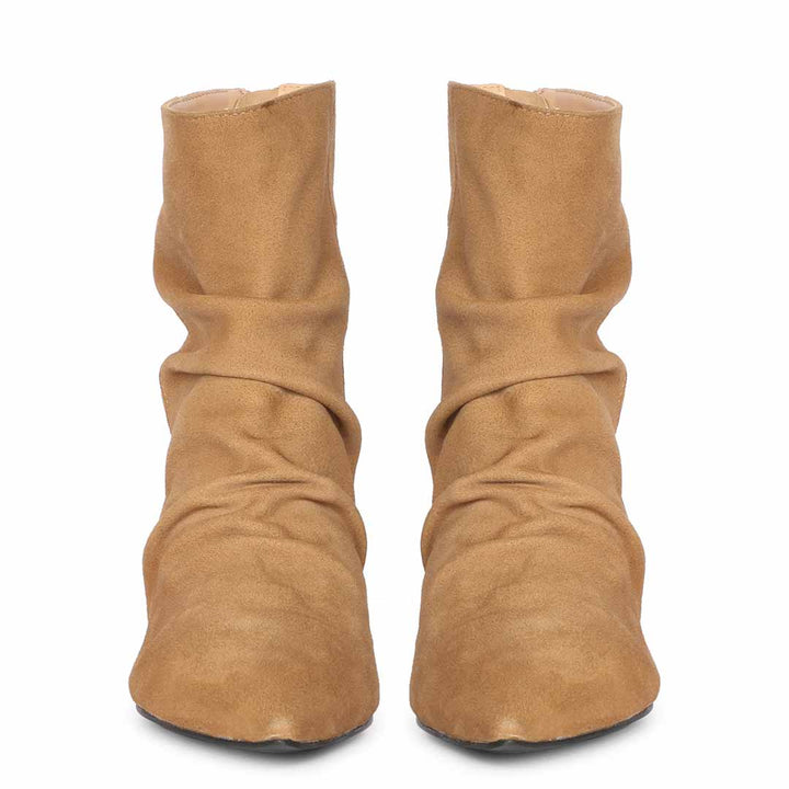 Florino Beige Stylish Leather Ankle Boots for Women