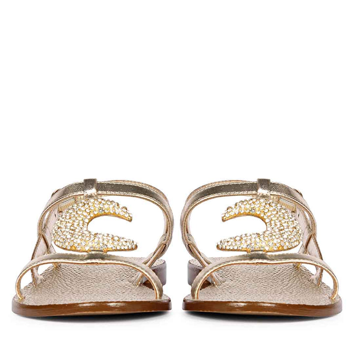 Saint Daisy Gold Leather Flat Sandal