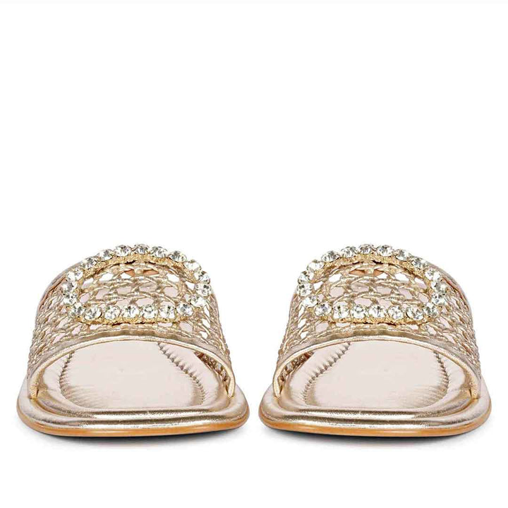 Saint Carly Gold Leather Flat Sandal