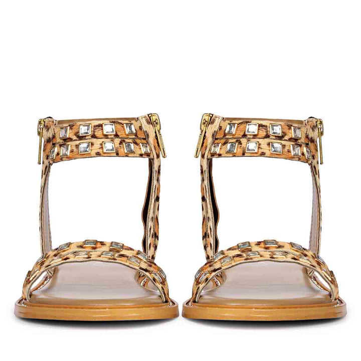 Saint Mia Beige Leather Flat Sandals