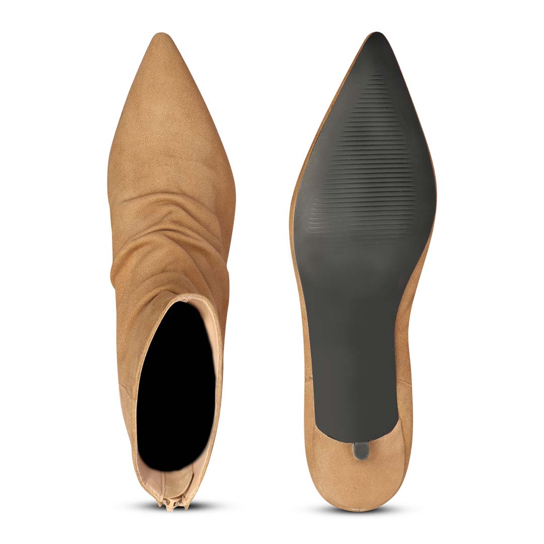 Florino Beige Leather Ankle Boots for Women USA