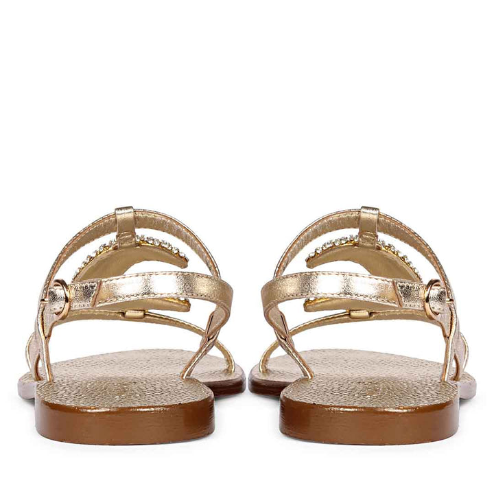 Saint Daisy Gold Leather Flat Sandal