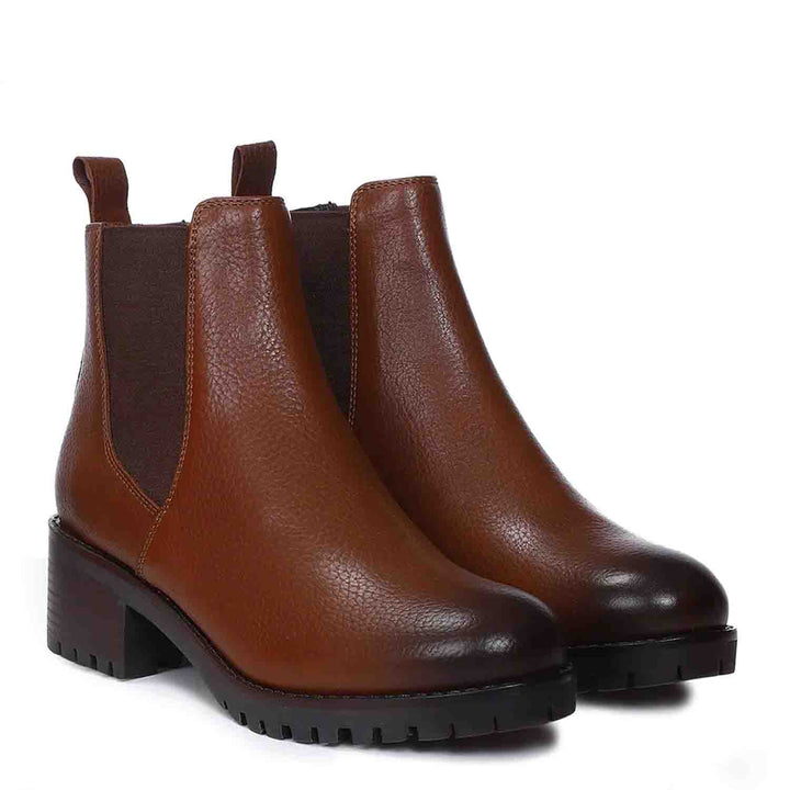 Sophia women’s brown leather ankle boots USA