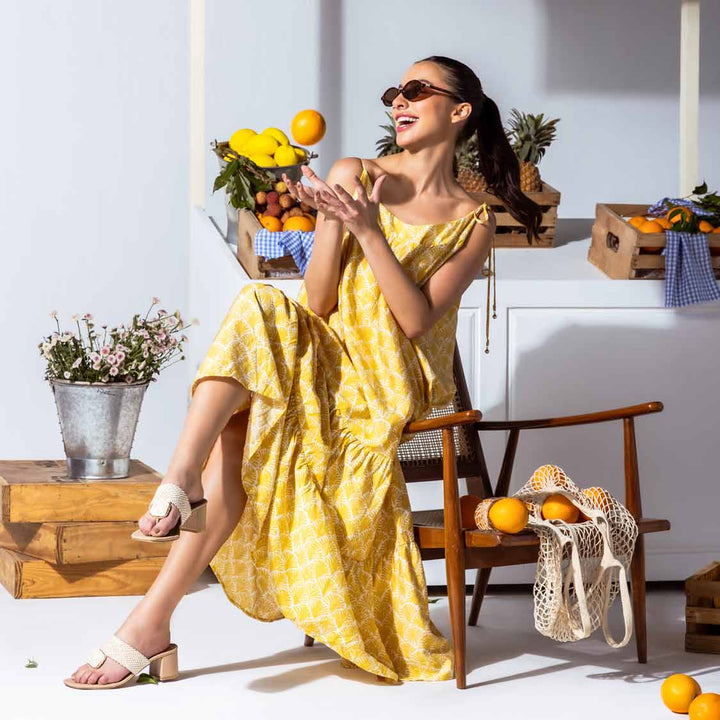 Saint Stevie Stone Jeweled Beige Raffia Block Heels