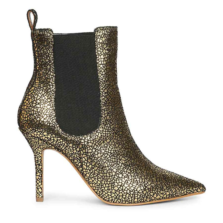 Women's Gold Leather Stiletto Boots USA