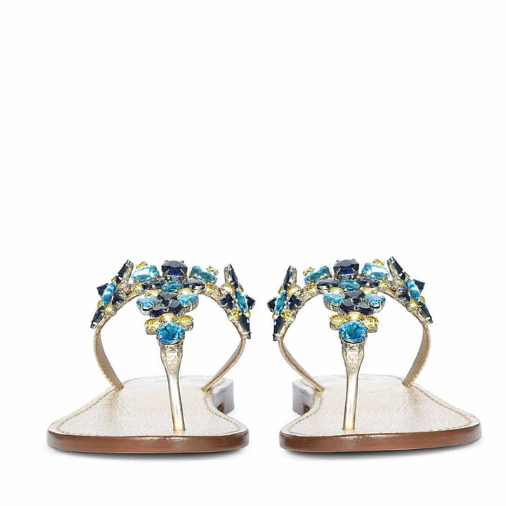 Saint Fleur Multi Stone Gold Metallic Leather Flats