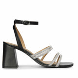 Saint Aldina Crystal Cord Black Leather Jewel Block Heels