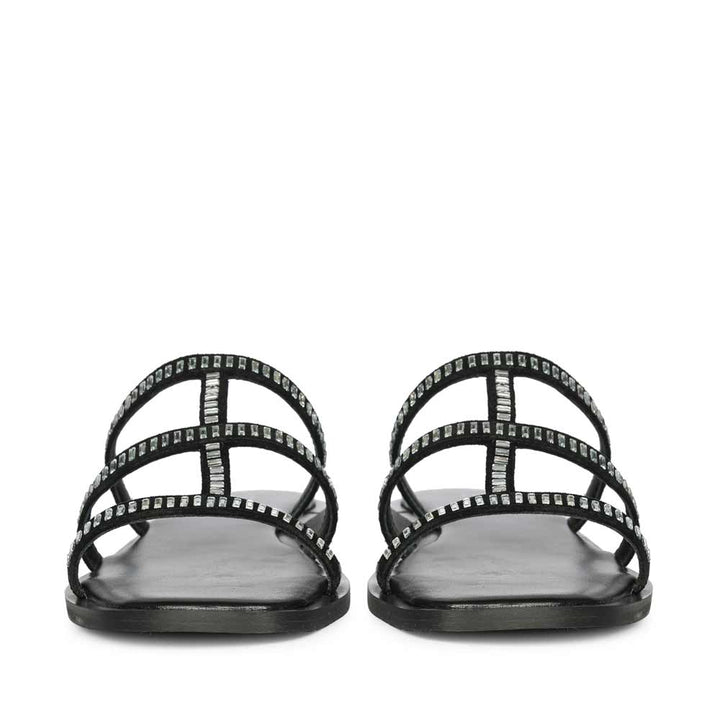 Saint Grady Strass-Embellished Black Leather Sandals