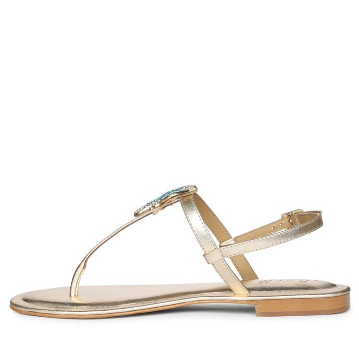 jeweled platin leather sandals Online