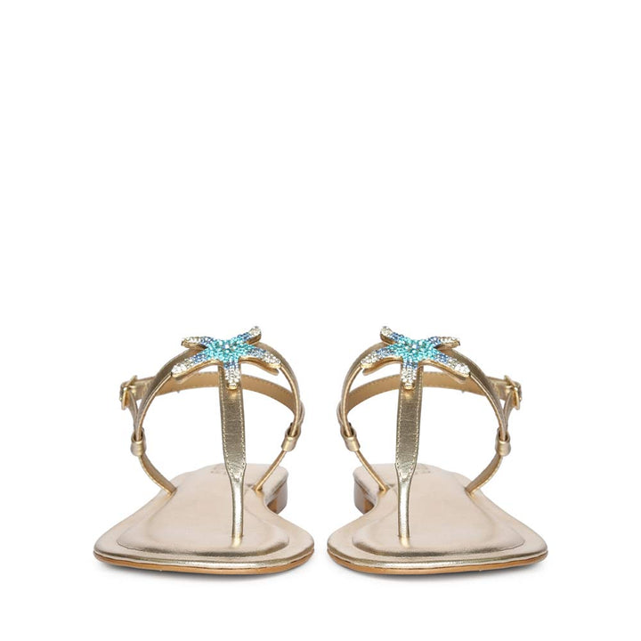 Women's jeweled platin leather sandals