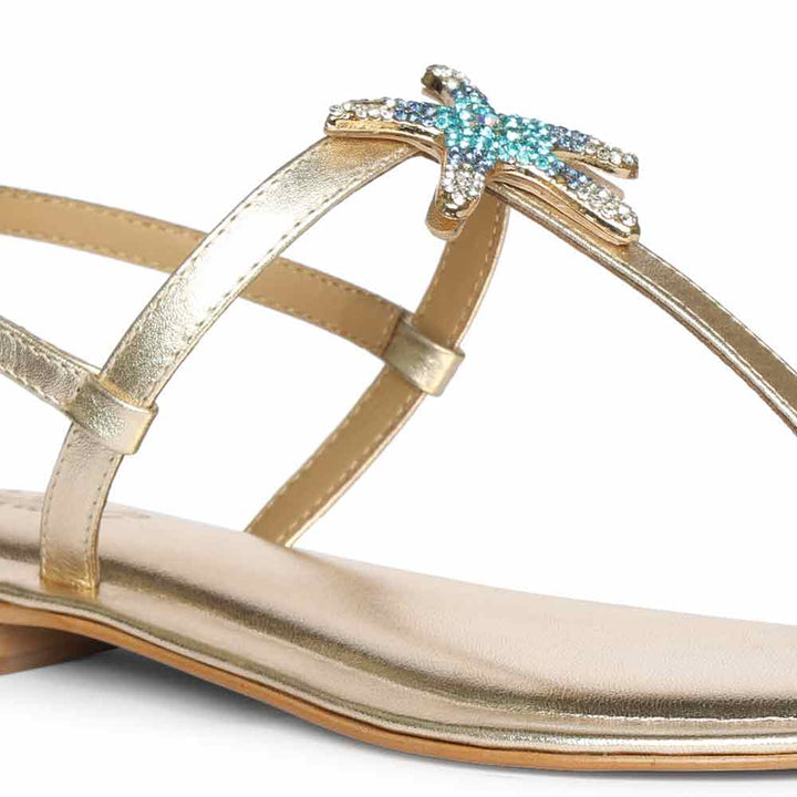 starfish jeweled platin leather sandals