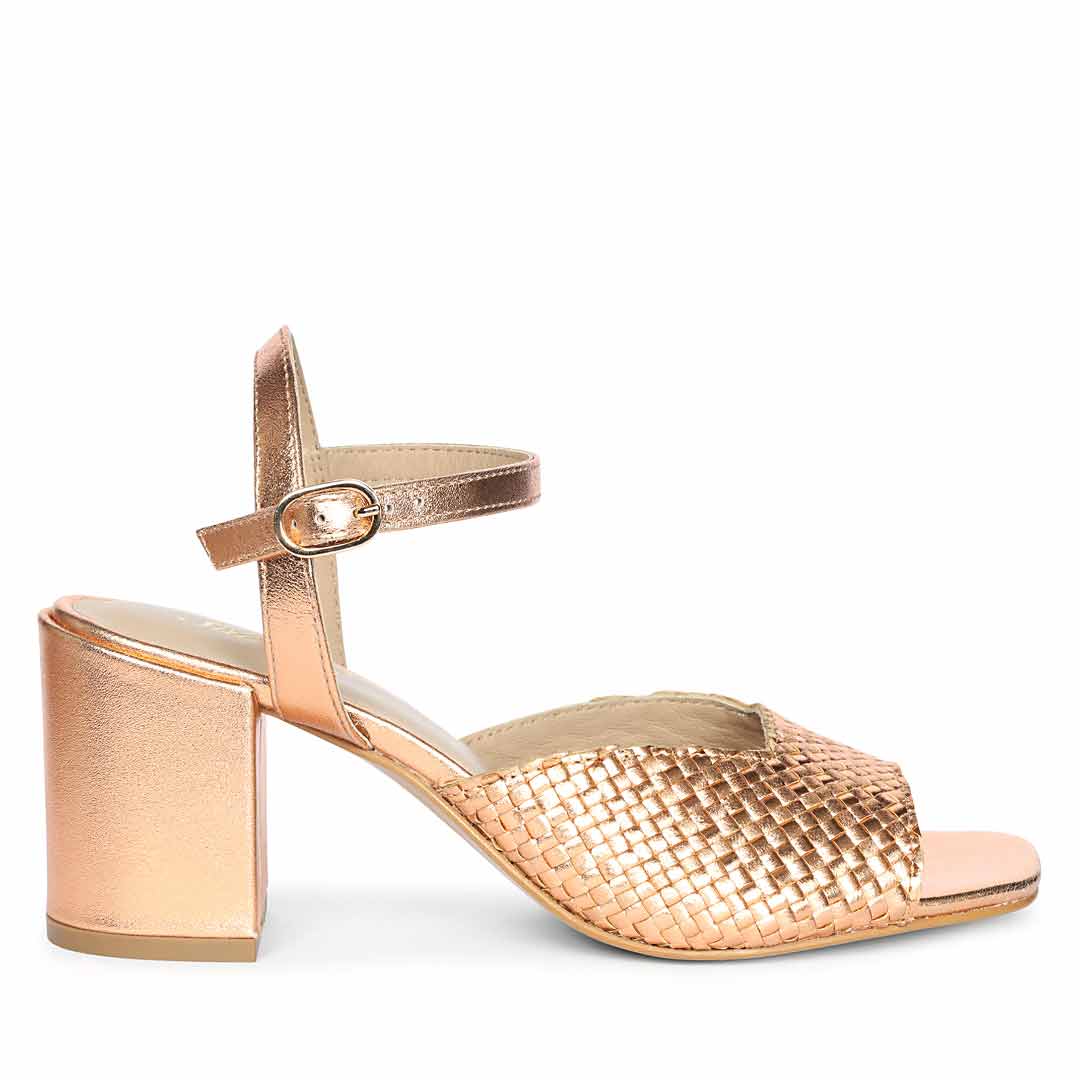 Saint Athena Cipria Metallic Hand Woven Leather Heels
