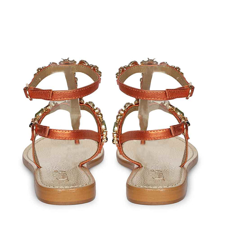 Saint Zuri Multi Stone Metallic Orange Leather Sandals