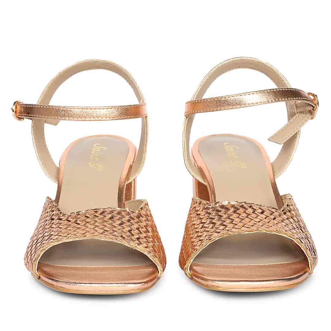 Saint Athena Cipria Metallic Hand Woven Leather Heels
