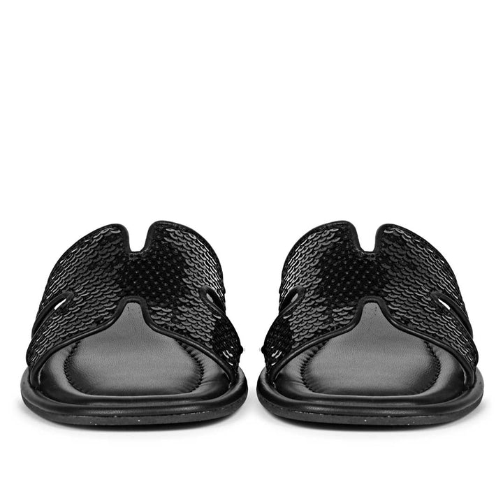 Saint Bria Sequin Black Leather Flats