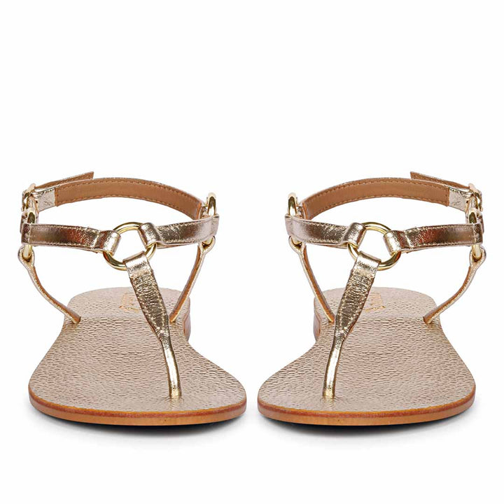 Saint Coretta Golden O-Ring Platin Leather Sandals