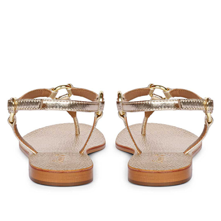 Saint Coretta Golden O-Ring Platin Leather Sandals