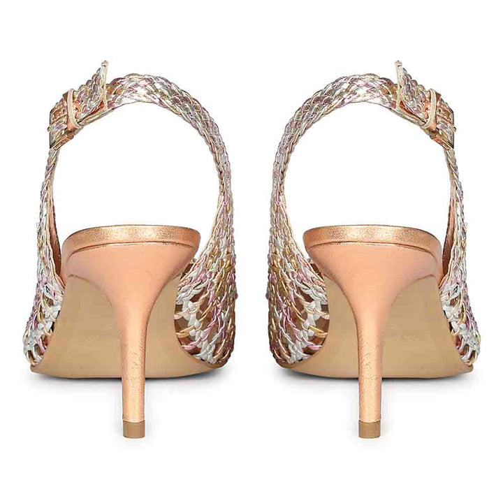 Saint Tamia Pink & Cipria Metallic Hand Woven Leather Pumps