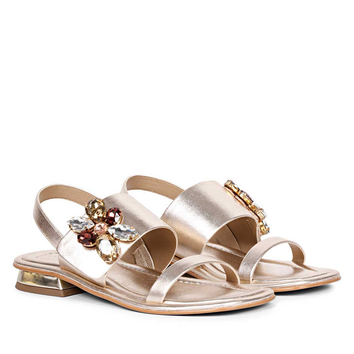 Trim Gold Leather Sandals