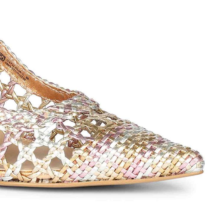 Saint Tamia Pink & Cipria Metallic Hand Woven Leather Pumps