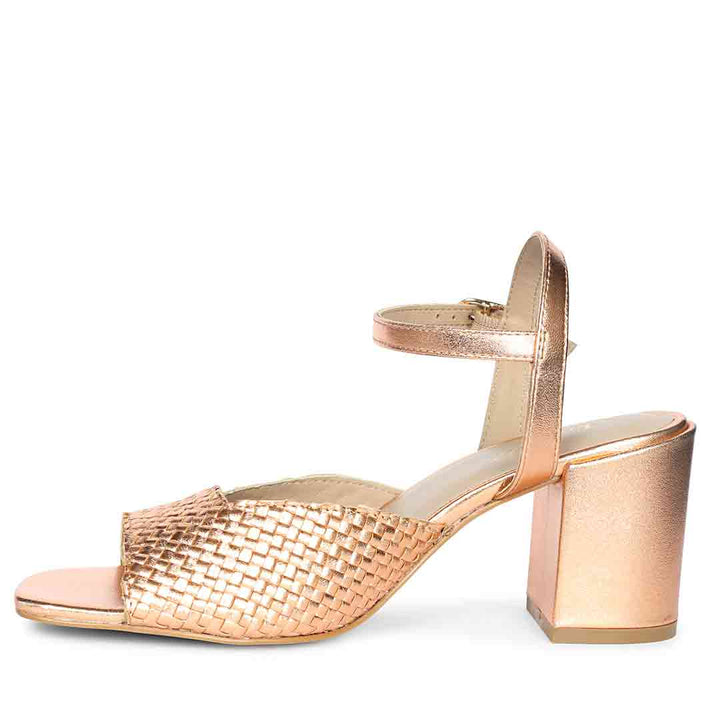Saint Athena Cipria Metallic Hand Woven Leather Heels