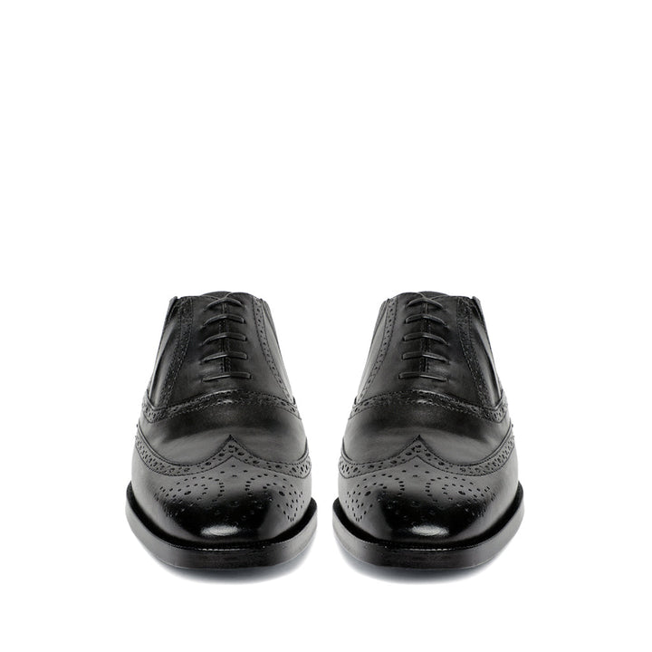Saint Vincenzo Grey Leather Square Toe Lace Up Décor Shoes