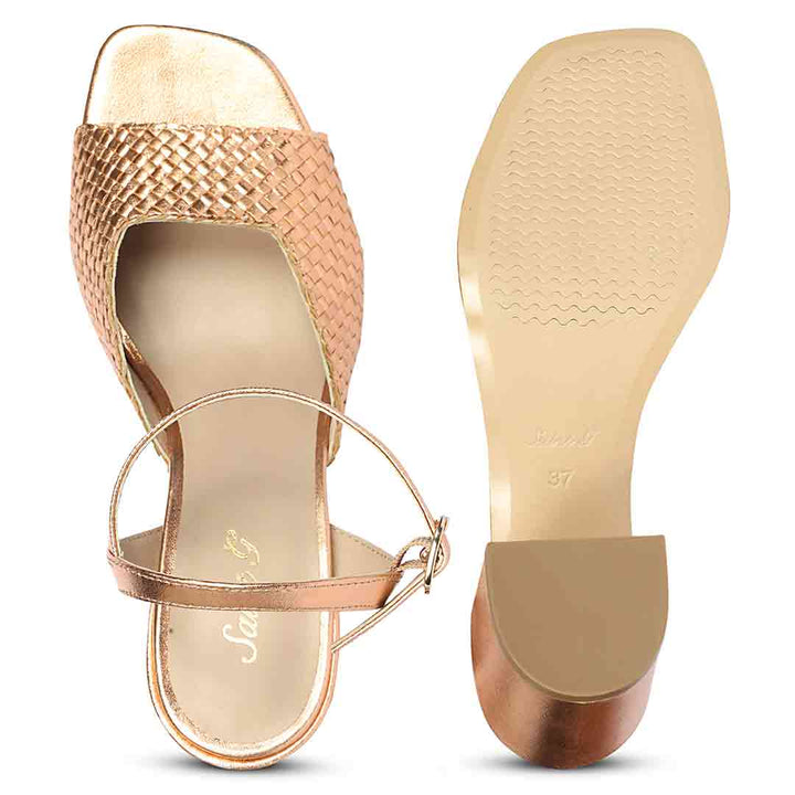 Saint Athena Cipria Metallic Hand Woven Leather Heels