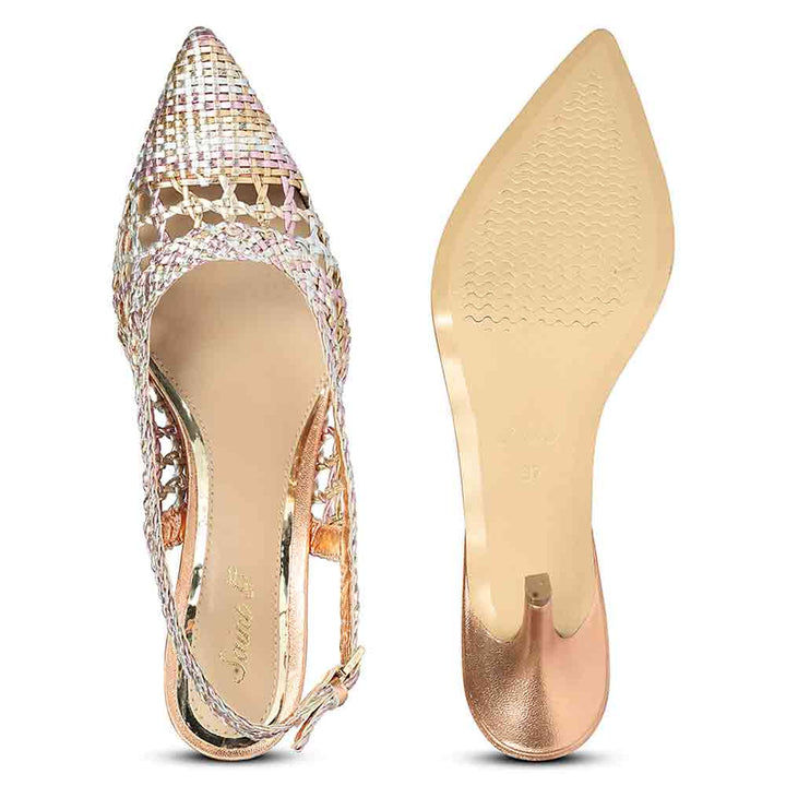 Saint Tamia Pink & Cipria Metallic Hand Woven Leather Pumps