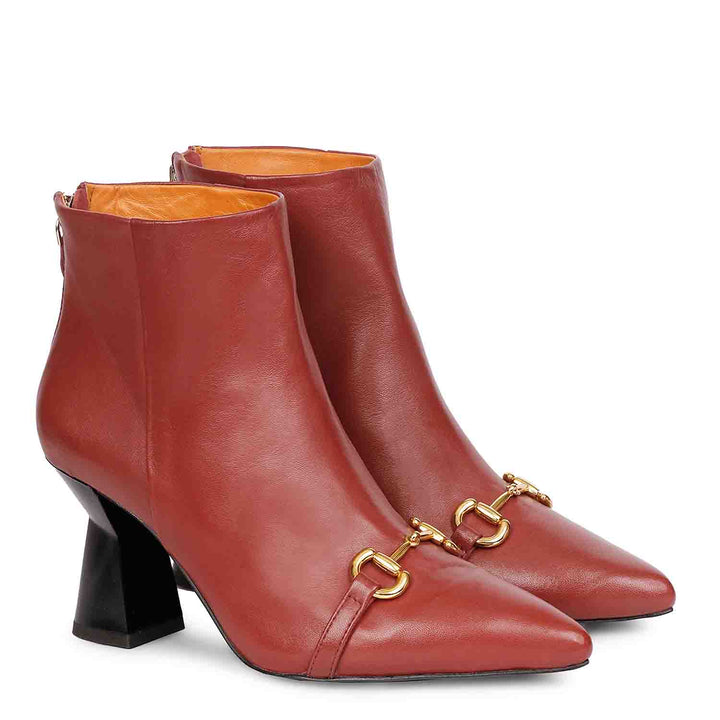 Rust Gold leather ankle boots for women