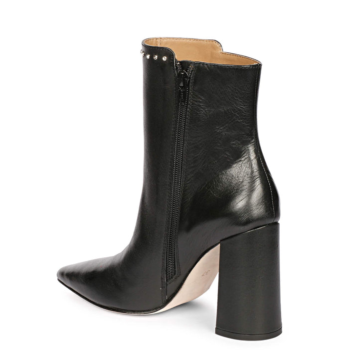 Top black leather heel boots women’s fashion