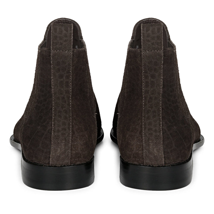 Saint Illiad Brown Croco Print Suede Leather Chelsea boots