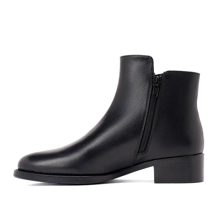 Women's black ankle boots with side zippers