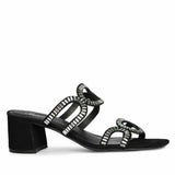 Saint Danica Strass-Embellished Black Leather Block Heels