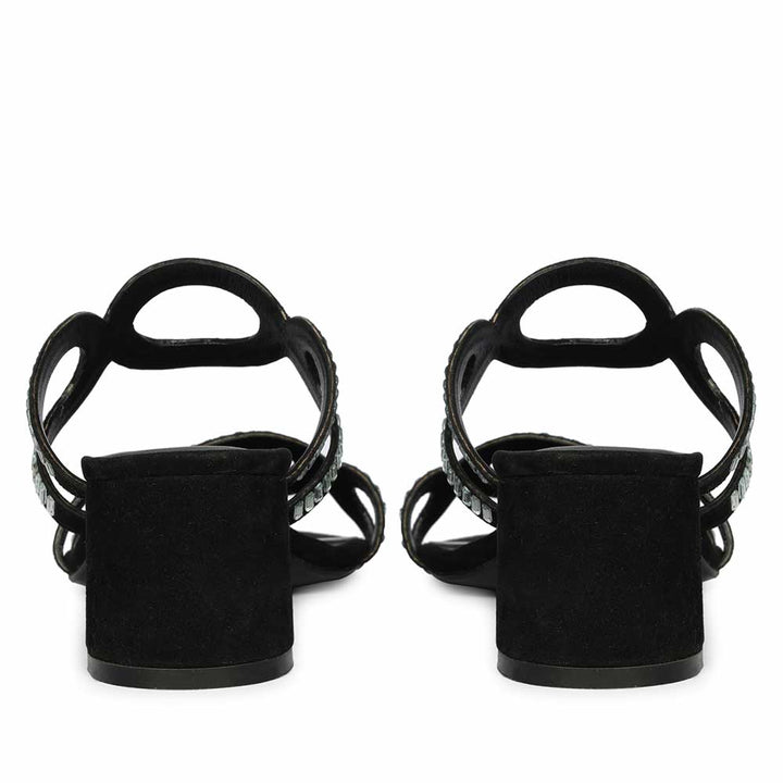 Saint Danica Strass-Embellished Black Leather Block Heels