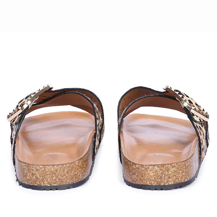 Saint Juno Leo Pony Print Leather Sandals