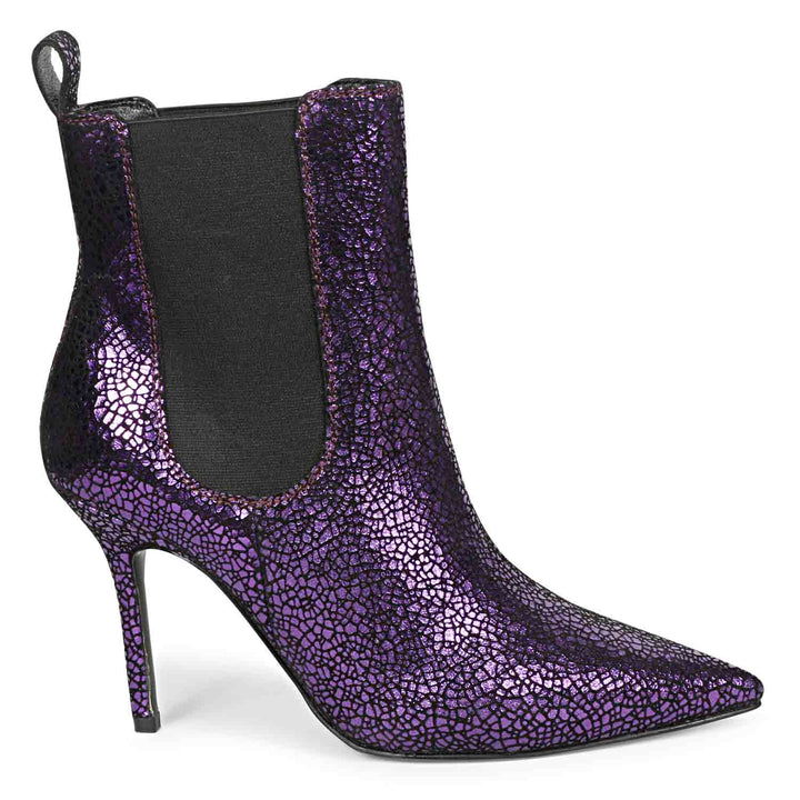 Women’s Purple Leather Kitten Heel Boots