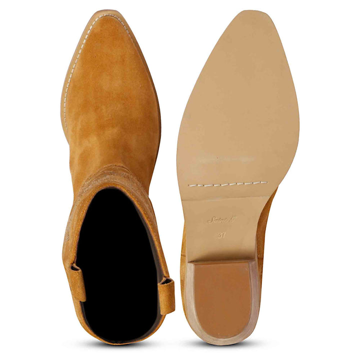 Saint Martina Tan Stitched Leather Handcrafted Cowboy Boots