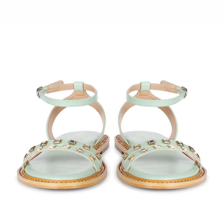 Saint Ivy Mint Leather Flat Sandal