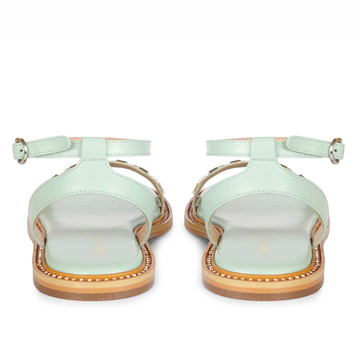 Saint Ivy Mint Leather Flat Sandal