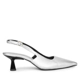 Saint Cynara Silver Sling Back Kitten Heels Pump