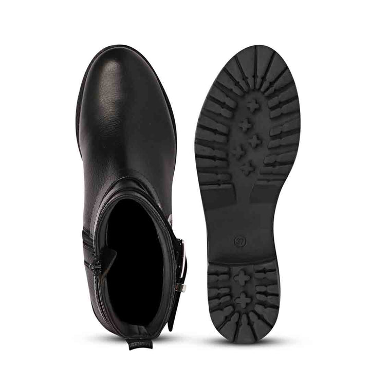 Erika Women's High Ankle Black Leather Boots USA