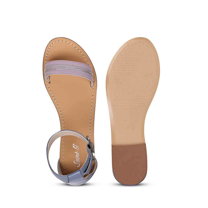 Saint Donelle Zip Decor Lilac Leather Sandals