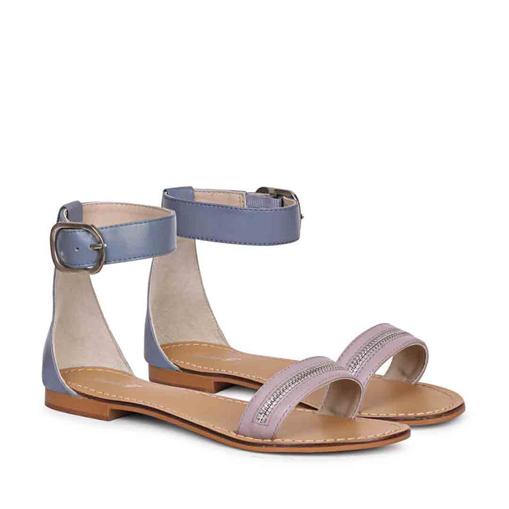 Saint Donelle Zip Decor Lilac Leather Sandals