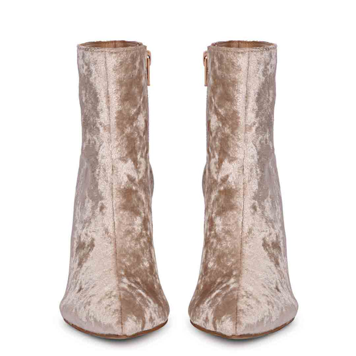 Beige leather ankle boots USA