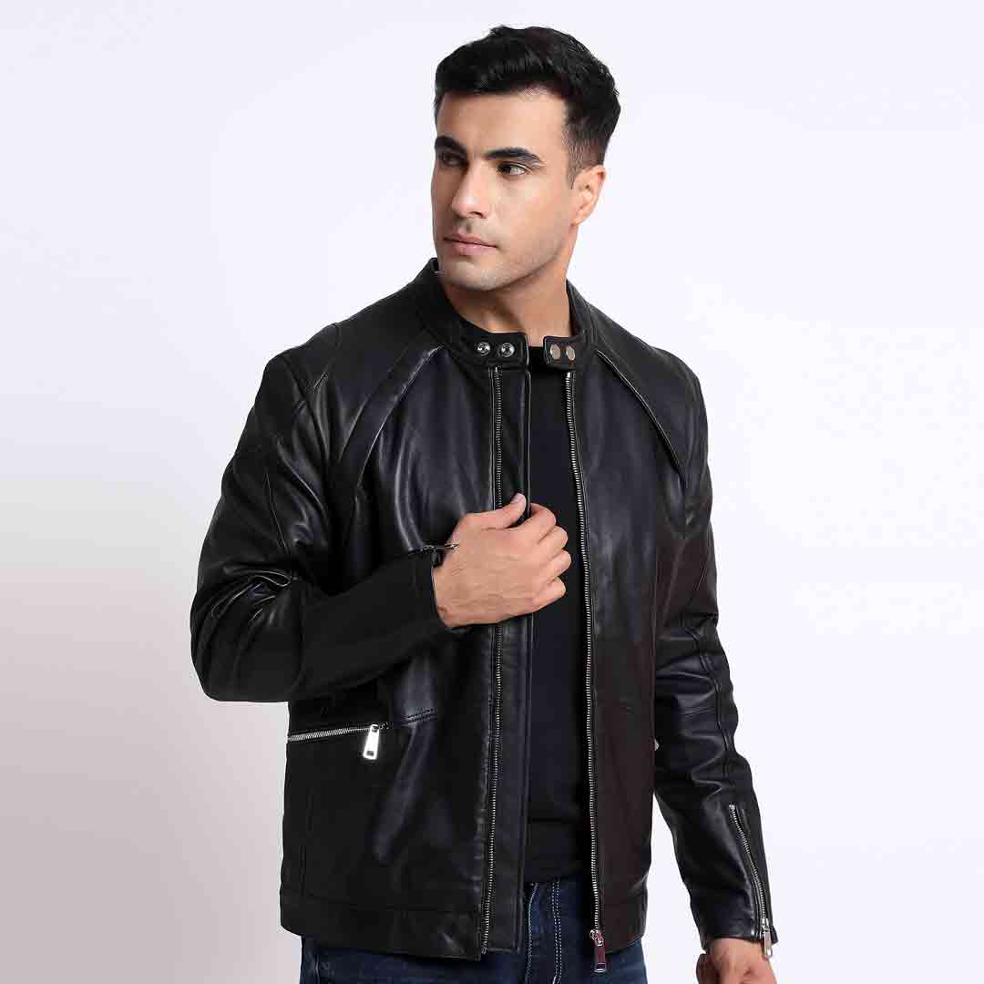 Saint Ethan Men Black Leather Cafe Racer Jackets – SaintG USA