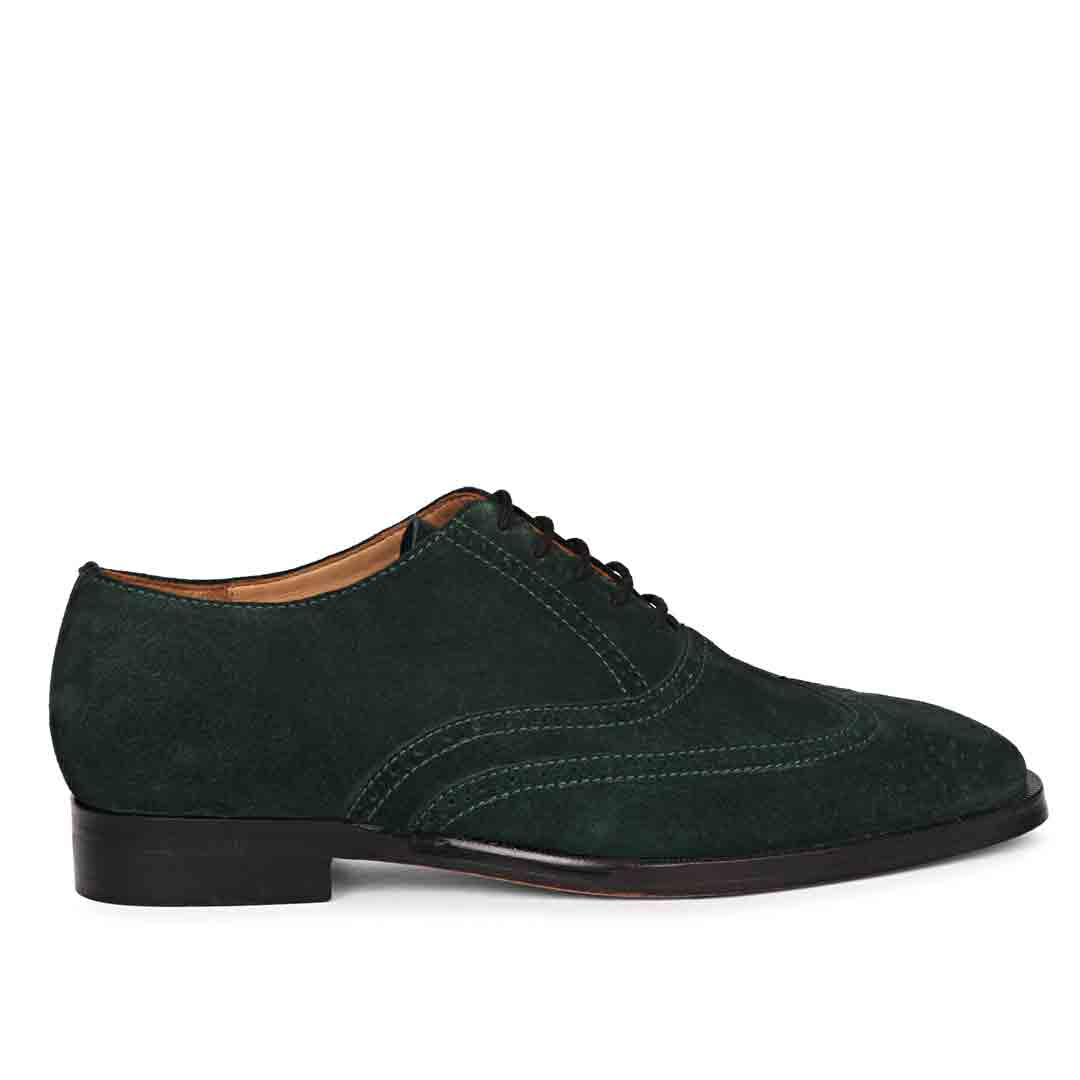 Saint Vincenzo Suede Green Leather Square Toe Lace Up Décor Shoes 42 / Green